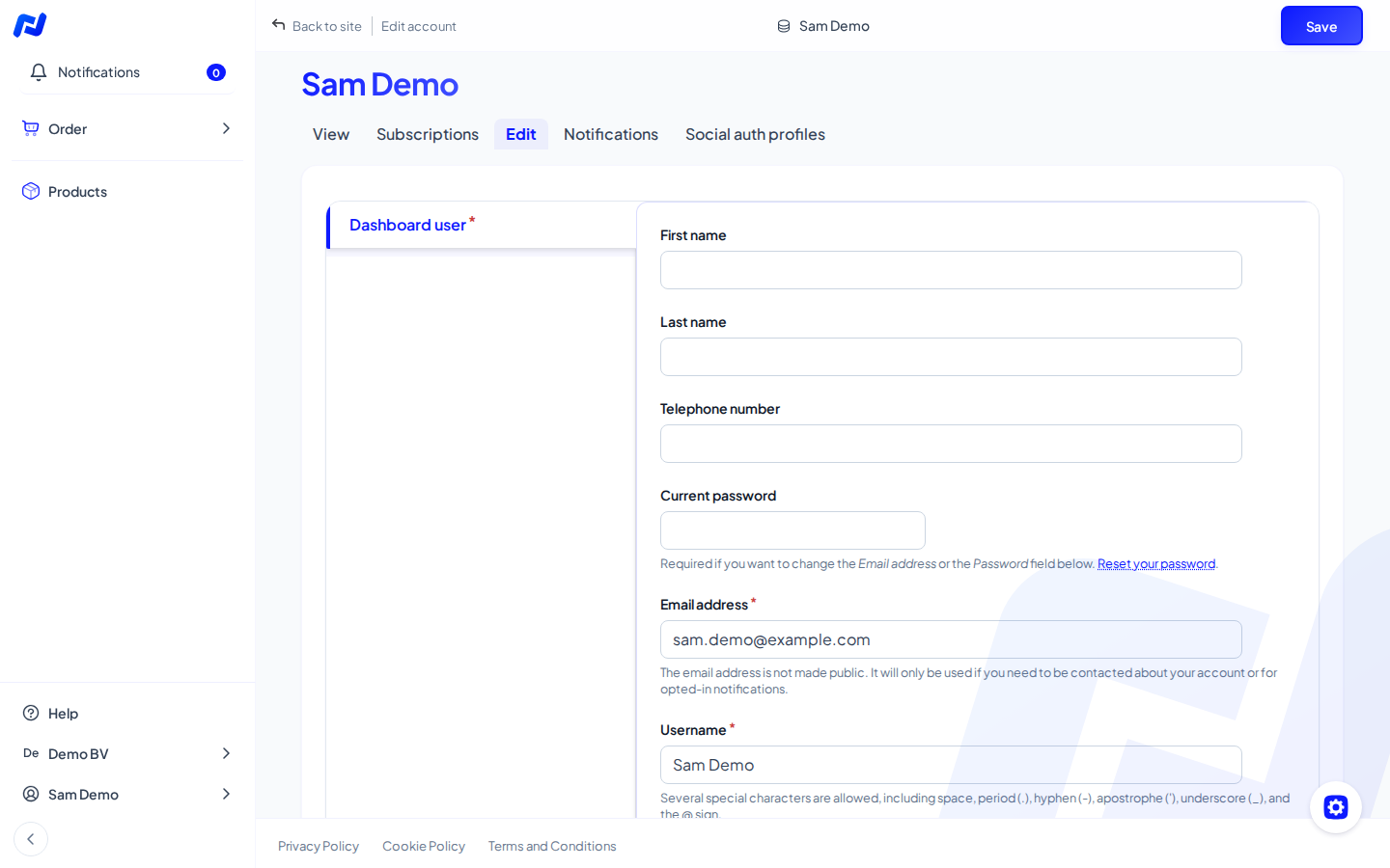 Edit your profile